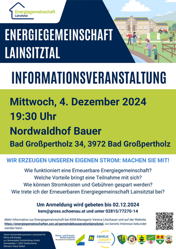 Einladung zur Informationsveranstaltung der Energiegemeinschaft Lainsitztal